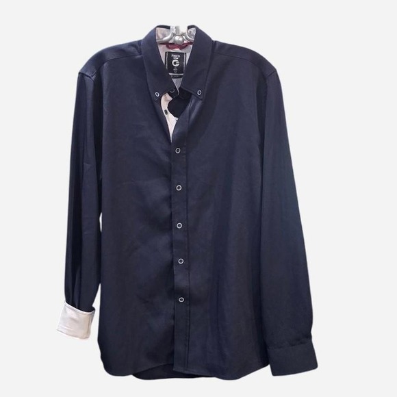 MENS NAVY BLUE BUTTON UP SHIRT BY FRIED DENIM SIZE M - Picture 1 of 4
